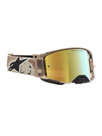 Alpinestars Supertech Lone Motocross-Schutzbrille, Sand-Camo-Wüstenmuster, Mirror-Gold-Linse, Offroad-Rennsport.