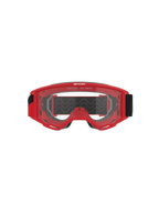 Alpinestars Vision Goggles OTG, Motocross-Brille, roter Rahmen mit klarer beschlagfreier Scheibe, Vorderansicht mit dem Slogan „ONE GOAL. ONE VISION.“, breites schwarzes Band, leistungsstarker Augenschutz für den Offroad-Rennsport