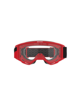 Alpinestars Vision Goggles OTG, Motocross-Brille, roter Rahmen mit klarer beschlagfreier Scheibe, Vorderansicht mit dem Slogan „ONE GOAL. ONE VISION.“, breites schwarzes Band, leistungsstarker Augenschutz für den Offroad-Rennsport