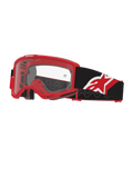 Alpinestars Vision Goggles OTG, Motocross-Brille, Rot, Schwarz und Weiß mit klarer Linse, Over-the-Glass-Design mit rotem Deep-Volume-Rahmen, breites schwarzes Band mit rot-weißem Stern-Logo, High-Airflow-Belüftung für den Offroad-Rennsport