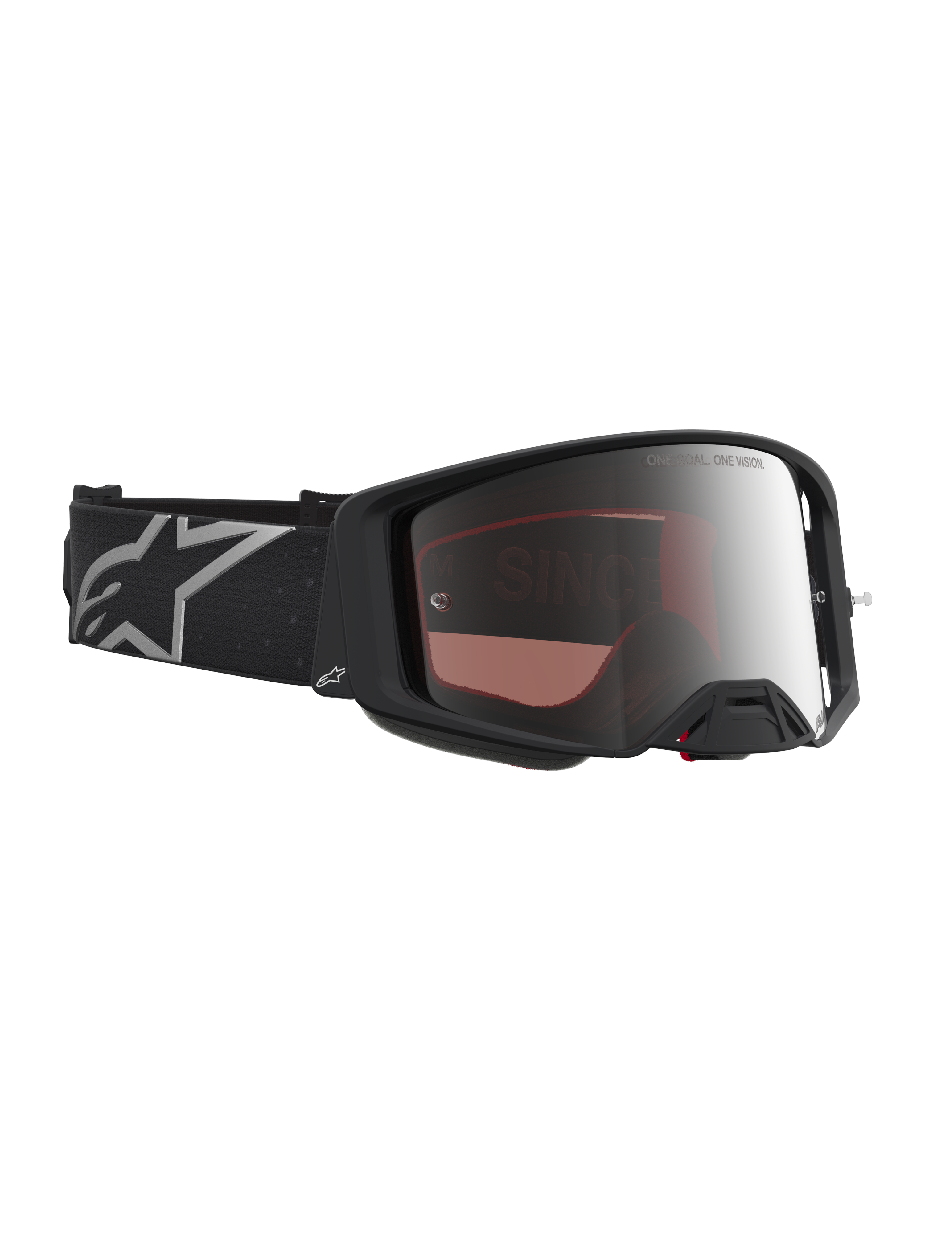 Alpinestars Supertech Vesta Schutzbrille, Motocross-Rennbrille, Schwarz und Silber verspiegelt, für kristallklare Sicht.