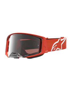 Alpinestars Supertech Vesta Schutzbrille, Motocross-Rennbrille, Orange, silber verspiegeltes Glas, optimierter Luftstrom.