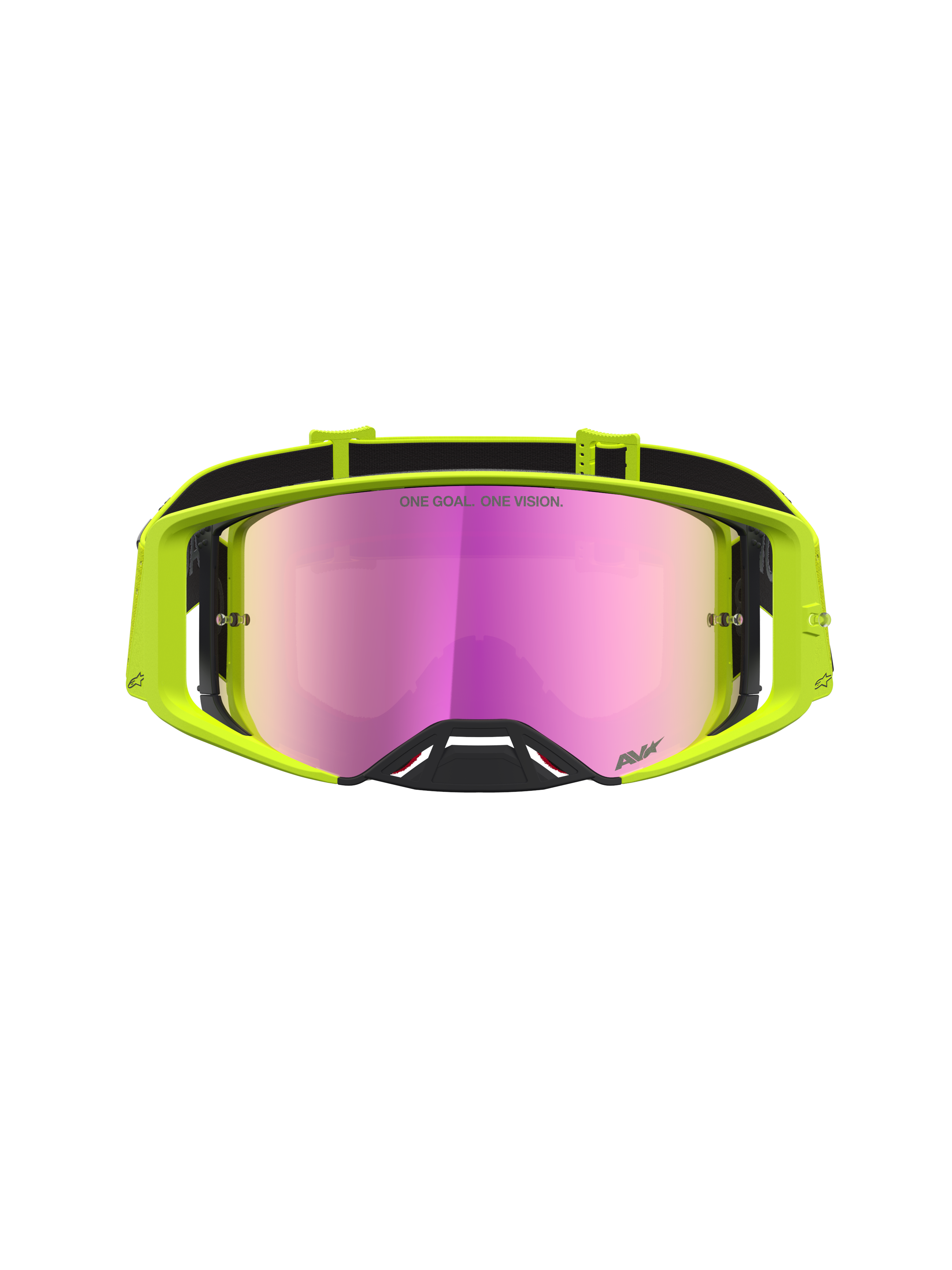 Alpinestars Supertech Vesta Motocross-Schutzbrille, Gelb Fluo, pink verspiegelte Scheibe für klare Offroad-Sicht.