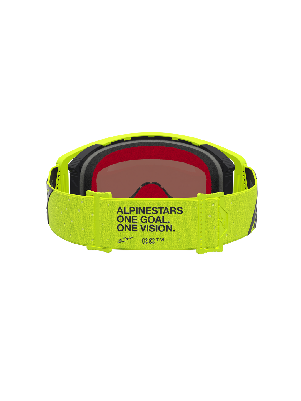 Alpinestars Supertech Vesta Motocross-Schutzbrille, Gelb Fluo und Schwarz, mit Marken-Strap und verspiegeltem Glas.