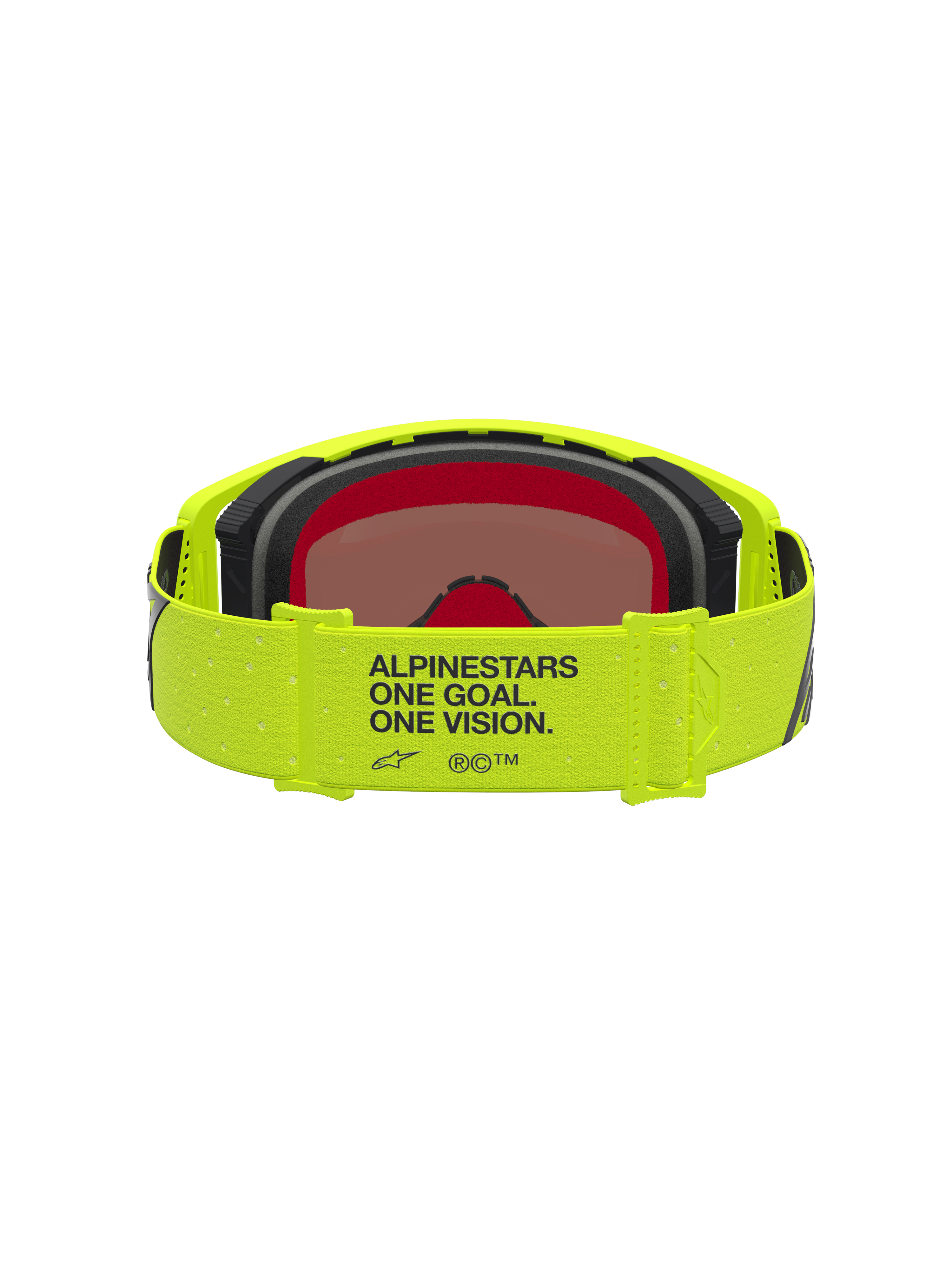 Alpinestars Supertech Vesta Motocross-Schutzbrille, Gelb Fluo und Schwarz, mit Marken-Strap und verspiegeltem Glas.