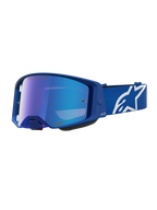 Alpinestars Supertech Vesta Motocross-Schutzbrille, Blau und Weiß, blau verspiegelte Linse und verstellbares Band.