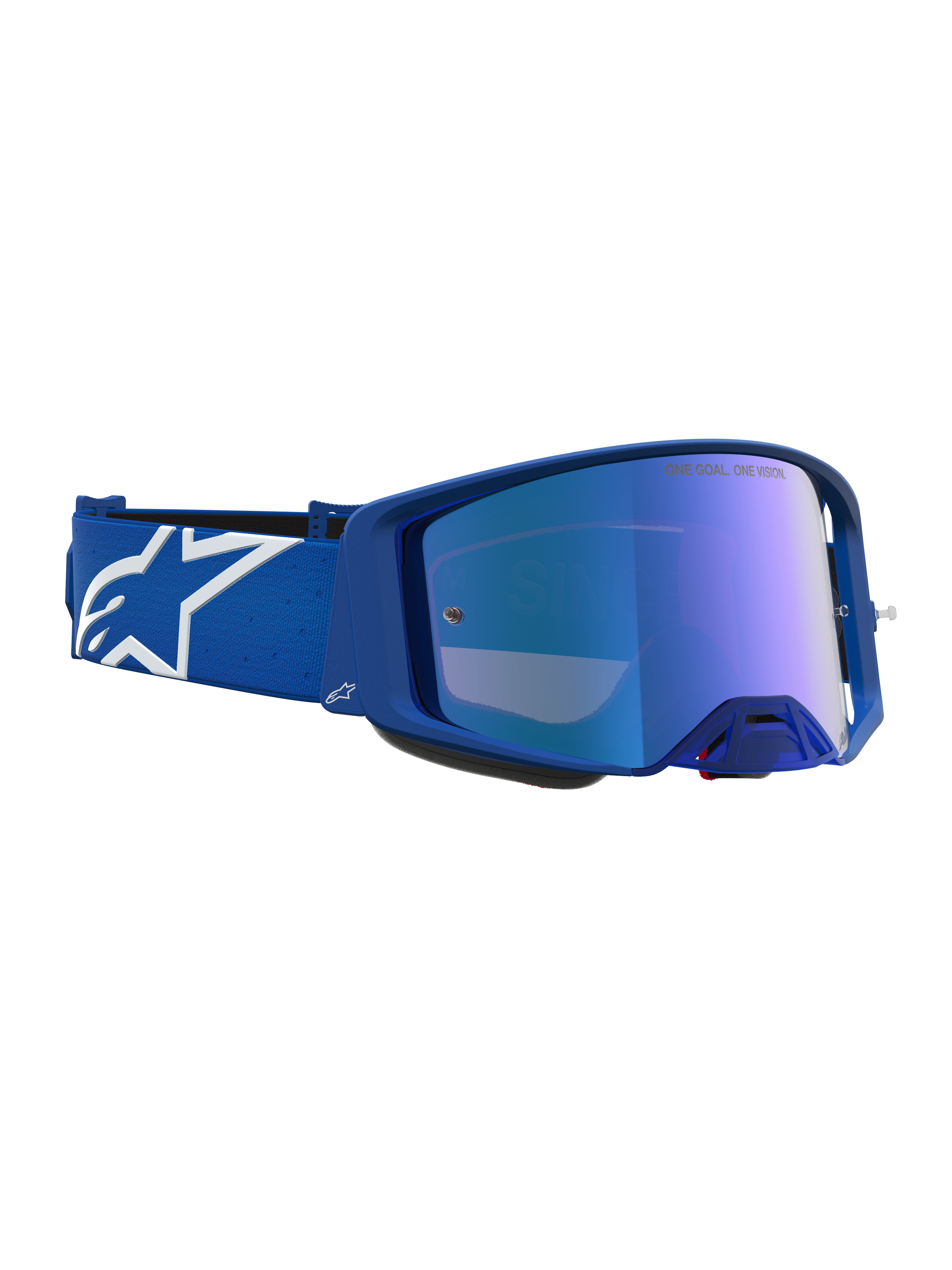Alpinestars Supertech Vesta Schutzbrille, Motocross-Brille, Blau und Weiß, verspiegeltes blaues Glas, Profi-Offroad-Ausrüstung