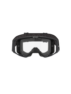 Alpinestars Vision 8 Corp Goggles, Motocross Goggles, Black frame with Clear lens, front view showing the wide-view design, integrated outriggers, and woven strap with Alpinestars branding, professional off-road racing eye protection