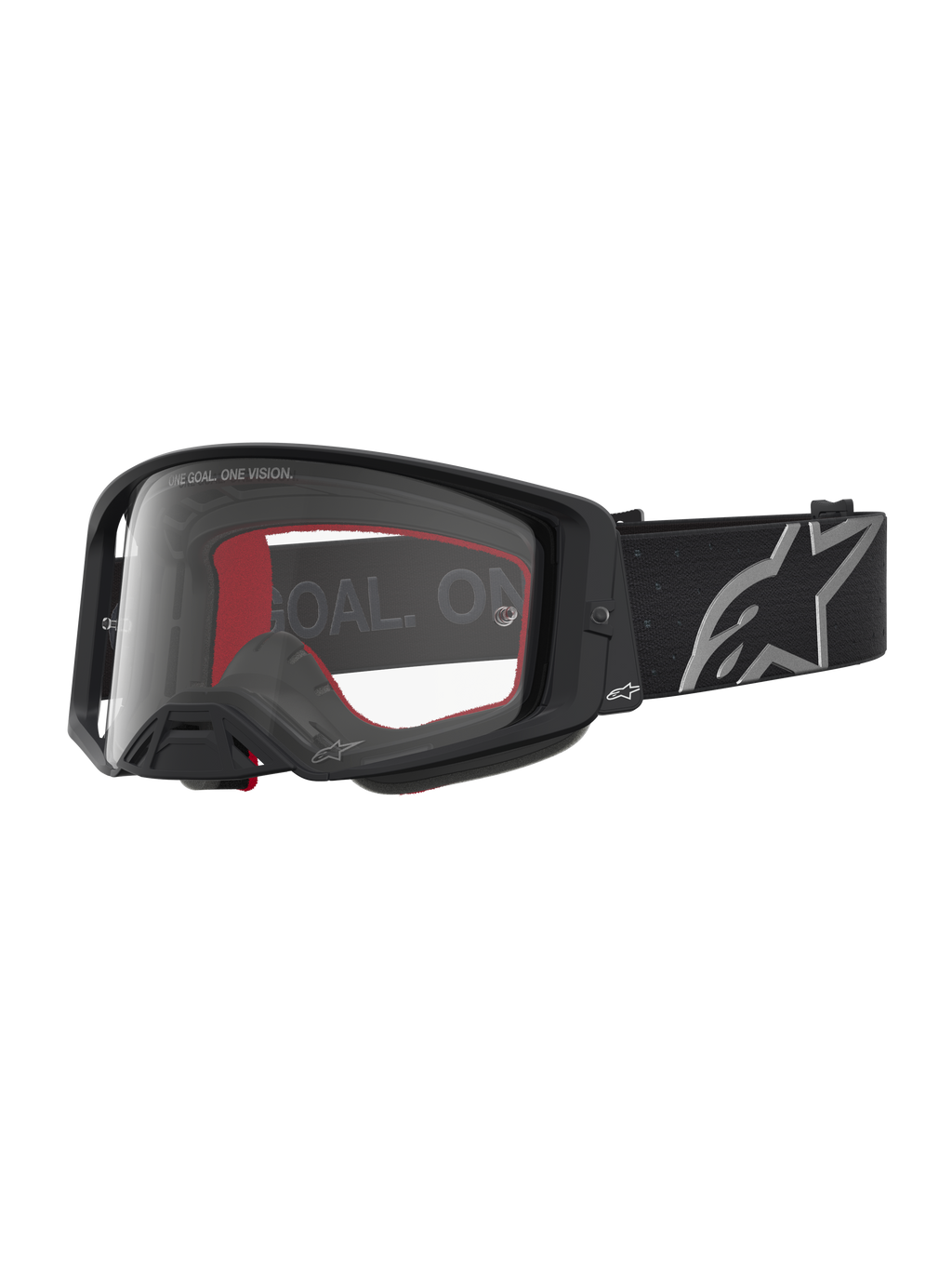 Alpinestars Supertech Vesta Motocross-Schutzbrille, Schwarz Matt und Silber mit klarer Linse für Offroad-Performance.