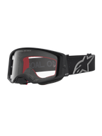 Alpinestars Supertech Vesta Motocross-Schutzbrille, Schwarz Matt und Silber mit klarer Linse für Offroad-Performance.