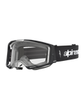 Alpinestars Vision 8 Amber Schutzbrille, Motocross-Schutzbrille für Herren, Schwarz und Silber, klare Scheibe mit RAM-AIR-Belüftungssystem und flexiblem A-FLEX-Rahmen