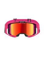 Alpinestars Vision 8 Corp Brille, Motocross-Brille, Pink Mirror Red, mit pinkfarbenem A-FLEX-Rahmen und rot verspiegelter Scheibe, pinkfarbenes Band mit weißen Wellenmustern und Logo, professionelle Offroad-Rennbrille