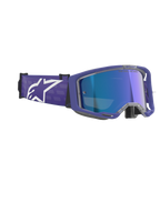 Alpinestars Vision 8 Corp Brille, Motocross-Brille, Purple Mirror Blue, lila Rahmen mit blau verspiegelter Anti-Beschlag-Linse, breites lila Band mit markantem weißem Alpinestars-Logo, Hochleistungs-Augenschutz für den Offroad-Rennsport