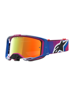 Alpinestars Vision 8 Schutzbrille Maven, Motocross-Brille für Herren, Blau und Pink, rote verspiegelte Gläser, flexible A-FLEX Rahmenkonstruktion.
