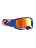 Alpinestars Vision 8 Maven Schutzbrille, Motocross-Brille, Blau und Pink, feuerrot verspiegeltes Glas, A-FLEX Rahmen