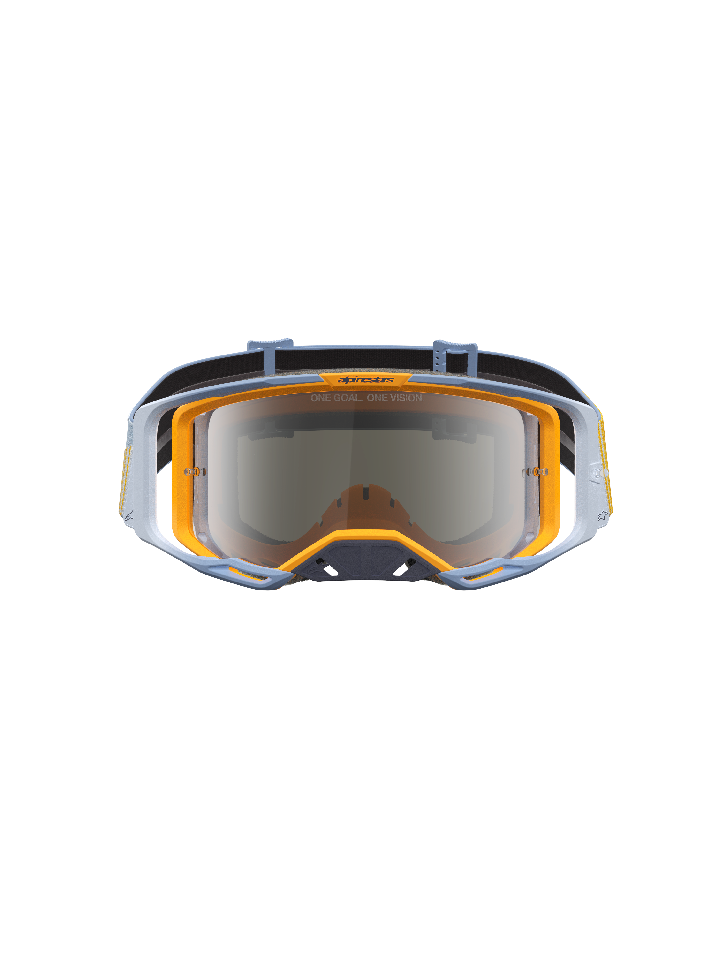 Alpinestars Vision 8 Schutzbrille Maven, Motocross-Schutzbrille für den Offroad-Rennsport, Blau und Orange, silber verspiegelte Scheibe, A-FLEX-Rahmen und RAM-AIR-Belüftungssystem für maximale Leistung.