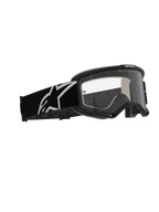Alpinestars Vision 5 Corp Goggles, Motocross-Brille, schwarzer Rahmen mit klarer Anti-Beschlag-Linse, breites schwarzes Band mit weißem Astars-Logo, Performance-Offroad-Brille mit RAM-AIR-Belüftung
