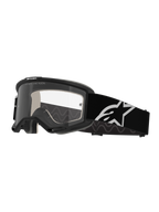 Alpinestars Vision 5 Corp Goggles, Motocross-Brille, Schwarz und Klar, klare Antibeschlag-Linse, schwarzer Rahmen mit RAM-AIR-Belüftung, breites schwarzes Band mit weißem Stern-Logo, konzipiert für den Offroad-Rennsport