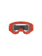Alpinestars Vision 5 Corp Goggles, Motocross-Brille, Orange mit klarer Linse, Vorderansicht mit leuchtend orangem Rahmen, transparente Anti-Beschlag-Linse mit „One Goal. One Vision.“-Branding, grauer Gesichtsschaum und schwarzes Band mit wellenförmiger Silikon-Haftung.