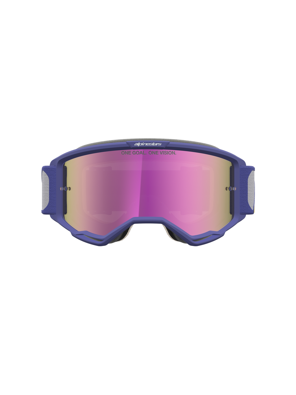 Alpinestars Vision 5 Schutzbrille Drag, lila Motocross-Schutzbrille, pinkfarbene Spiegelscheibe, RAM-AIR-Belüftung, Offroad