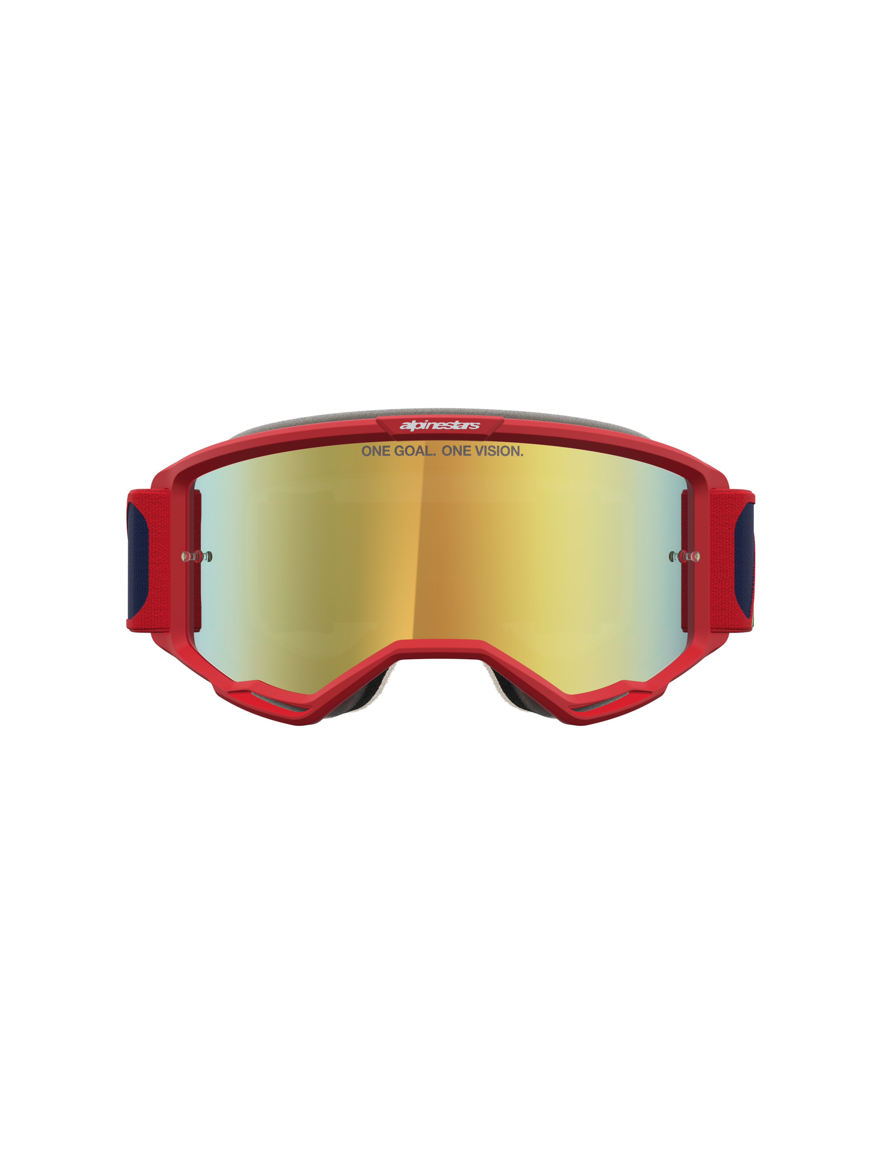 Alpinestars Vision 5 Drag Schutzbrille, Motocross-Brille in Rot und Gold, A-FLEX Rahmen und RAM-AIR Belüftung, Spiegelglas.