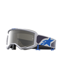 Alpinestars Vision 5 Schutzbrille Drag, Motocross-Schutzbrille in Helllila und Blau, silberne Spiegellinse, A-FLEX-Rahmen.