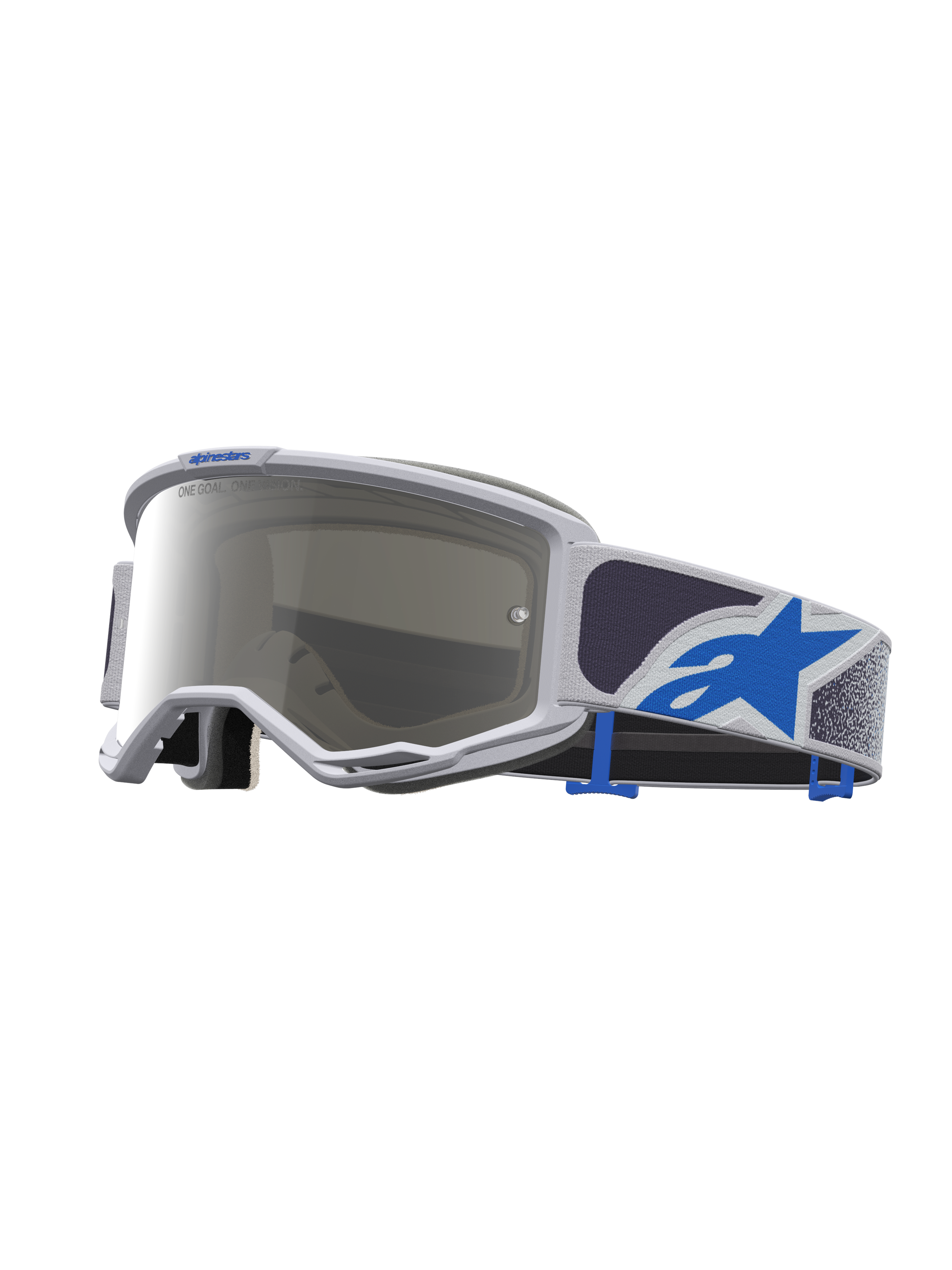 Alpinestars Vision 5 Drag Goggles, Motocross Goggles, Light Lilac and Blue, Mirror Silver Lens, A-FLEX Frame.
