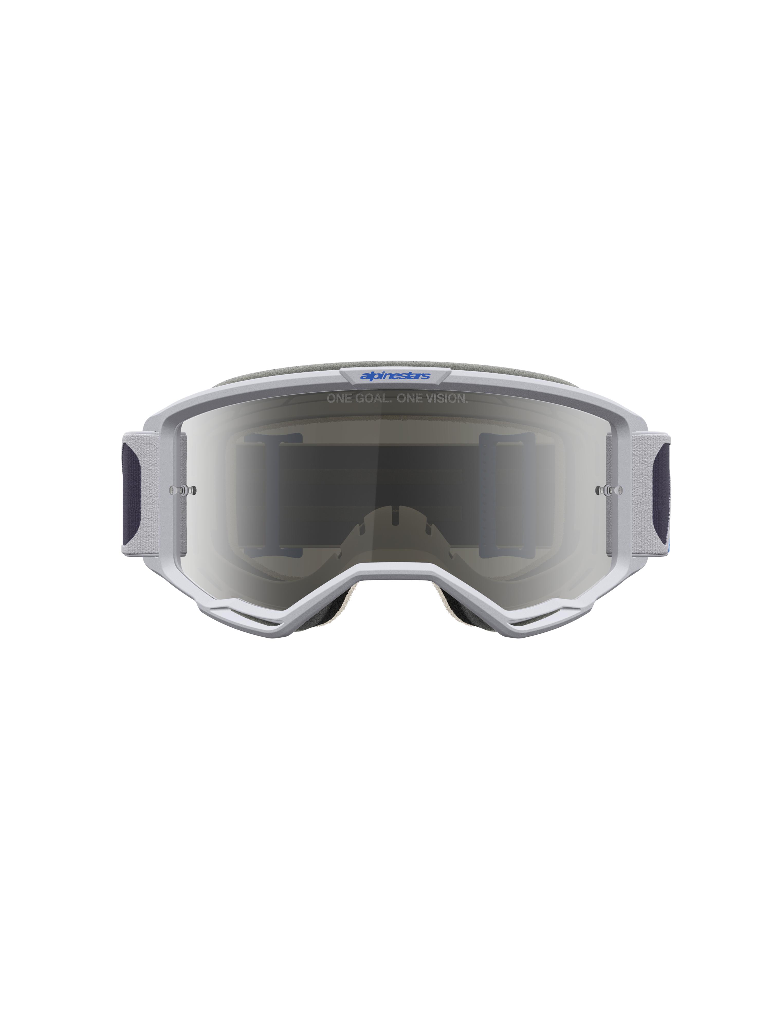 Alpinestars Vision 5 Schutzbrille Drag, Helllila und Blau, Motocross-Brille mit silberner Spiegellinse und RAM-AIR.