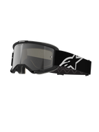 Alpinestars Vision 5 Corp Goggles, Motocross-Brille, schwarzer Rahmen mit silber verspiegelten Gläsern, breites verstellbares schwarzes Band mit großem weißen Alpinestars Stern-Logo, gepolsterter Gesichtsschaum, One Goal One Vision Branding