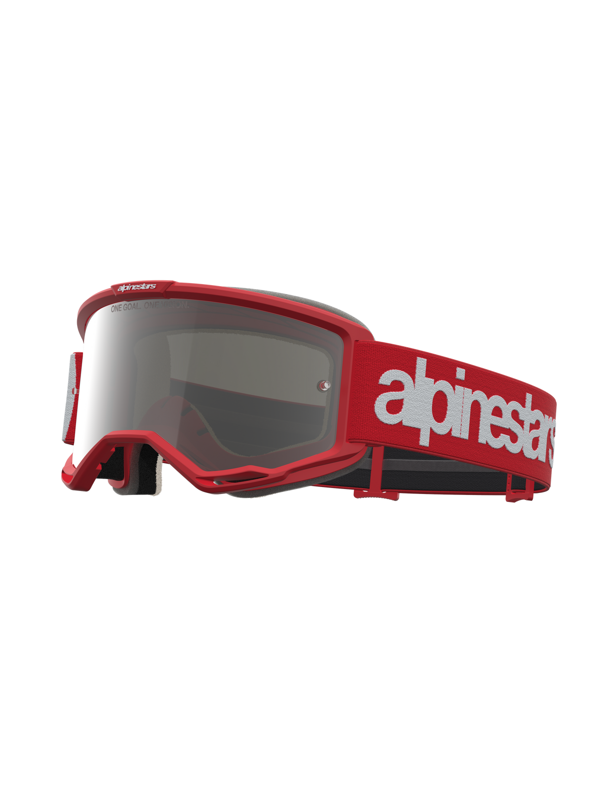 Alpinestars Vision 5 Schutzbrille Hone, Motocross- und Offroad-Schutzbrille in Rot und Weiß, silber verspiegeltes Glas, flexibler A-FLEX-Rahmen und RAM-AIR-Belüftungssystem.