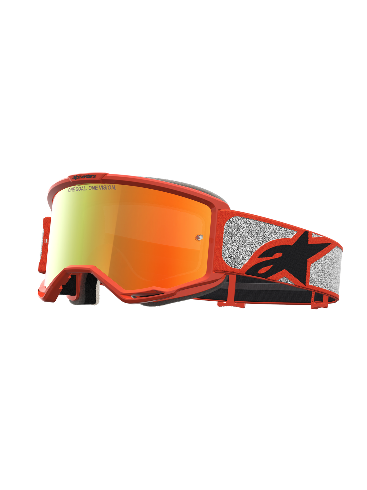 Alpinestars Vision 5 Schutzbrille Rora, Motocross-Schutzbrille in Orange und Silber mit roter verspiegelter Linse und flexiblem A-FLEX Rahmen