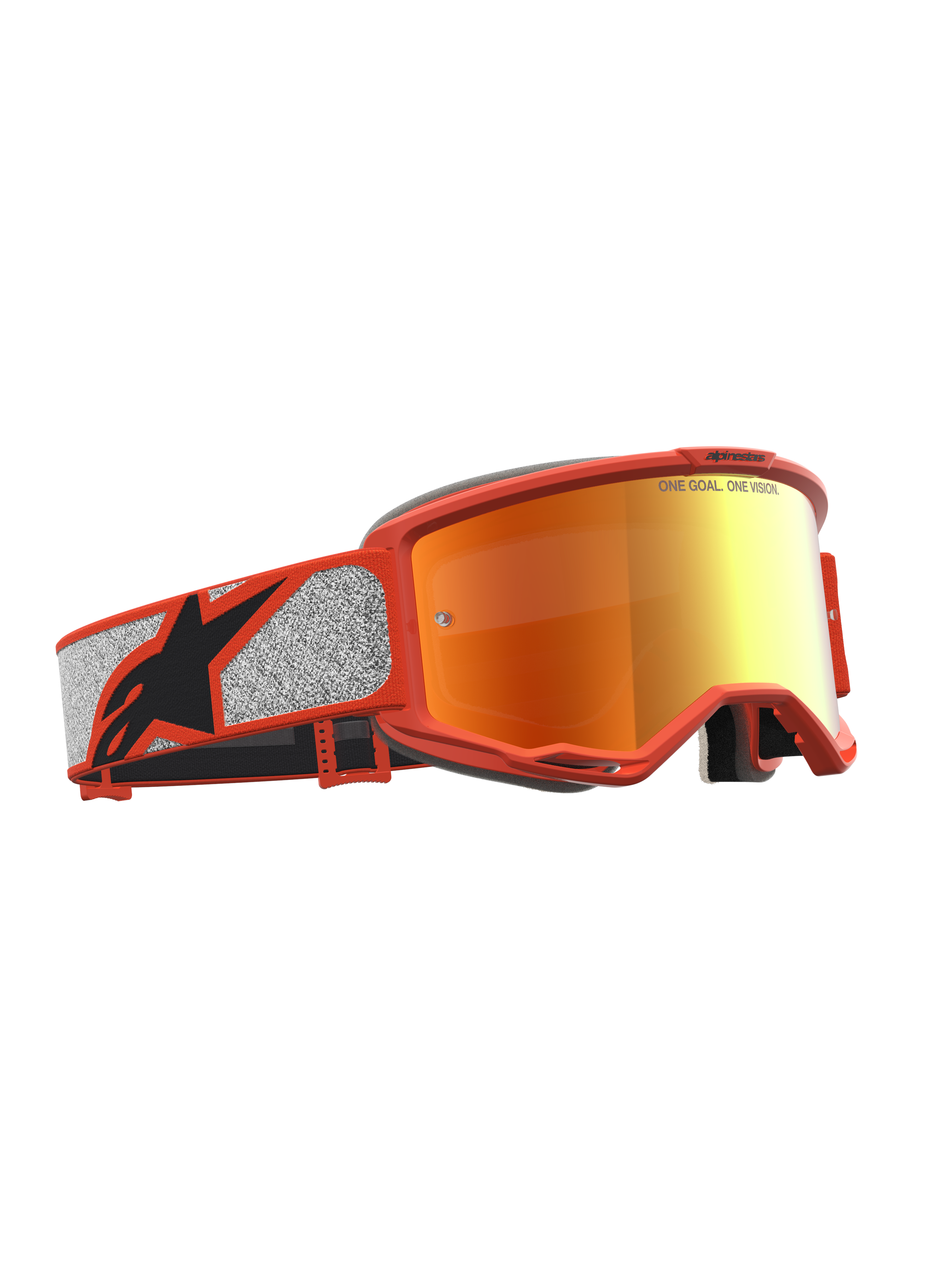 Alpinestars Vision 5 Schutzbrille Rora, Motocross-Schutzbrille, Orange und Silber, mit Mirror Red verspiegeltem Glas und flexiblem A-FLEX Urethanrahmen, Offroad-Rennsport
