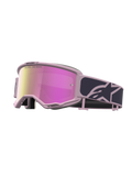 Alpinestars Vision 5 Schutzbrille Rora, Motocross-Brille in Grau und Pink, rosa verspiegelte Scheibe, flexibler A-FLEX Rahmen.