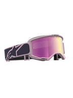Alpinestars Vision 5 Rora Motocross-Schutzbrille, Grau und Rosa, verspiegelte Scheibe in Pink, RAM-AIR Belüftung, A-FLEX Rahmen.