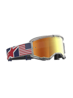 Alpinestars Vision 5 Le Fiftyfold Goggle, Motocross-Brille Limited Edition, Rot verspiegelte Scheibe, Transparenter Rahmen, Brillenband mit US-Flaggen-Design, für Offroad und MX Sport