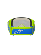 Alpinestars Vision 5 Blaze Goggles, Motocross-Brille, Neongelb und Blau, Rückansicht mit verstellbarem 45 mm gewebtem Band mit blauen Akzenten und weißem Alpinestars-Logo, dicker mehrschichtiger Gesichtsschaumstoff, entwickelt für Offroad-Rennsport