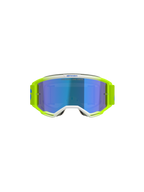 Alpinestars Vision 5 Blaze Brille, Motocross-Brille, Fluorgelb und Blau mit blau verspiegelter Scheibe, weißen Rahmen-Details und einem breiten, verstellbaren Band mit Alpinestars-Branding, professioneller Augenschutz für Offroad- und Motocross-Rennsport