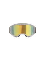 Alpinestars Vision 5 Hollow Brille, Motocross-Brille, Weiß und Wind Mirror Gold, Vorderansicht mit verspiegelter Polycarbonat-Linse, hellgrauer flexibler Rahmen und Band, erstklassiger Augenschutz für Motocross und Offroad-Fahrten