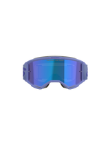 Alpinestars Vision 5 Wordmark Brille, Motocross-Brille, Lila mit blau verspiegelter Linse, Vorderansicht mit weitem Sichtfeld, verstellbarem Band und markantem Branding