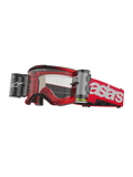 Alpinestars Vision 5 Blaze Roll-Off-Brille, Motocross-Brille, Rot und Weiß, klare Linse mit integriertem Wide Vision Roll-Off-Filmsystem, beidseitige Kanister, rotes gewebtes Band mit markantem weißem Astars-Branding, langlebiger Urethan-Rahmen mit Schaumstoffpolsterung, Offroad-Rennsport-Brille