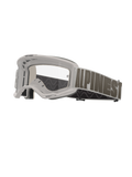 Alpinestars Vision 5 Hollow Motocross-Brille, weißer Rahmen mit klarer Linse, breites hellgraues Brillenband mit markantem dunkelgrauem Alpinestars-Schriftzug, mehrschichtige Schaumpolsterung, Performance-Offroad-Schutzbrille