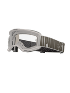 Alpinestars Vision 5 Hollow Motocross-Brille, weißer Rahmen mit klarer Linse, breites hellgraues Brillenband mit markantem dunkelgrauem Alpinestars-Schriftzug, mehrschichtige Schaumpolsterung, Performance-Offroad-Schutzbrille
