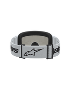 Alpinestars Vision 3 Wordmark Mirror Goggles, white and black motocross eyewear with a star logo strap and plush face foam.