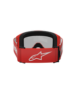 Alpinestars Vision 3 Wordmark Goggles, Motocross Goggles, Red Mirror Silver, rear view featuring a red woven strap with a white Alpinestars logo, black EO15 face foam, and adjustable fit for off-road performance.