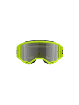 Alpinestars Vision 3 Wordmark Goggles, Motocross Goggles, Yellow Fluo frame with Mirror Silver lens, matching yellow strap with black branding, front view highlighting the wide field of view