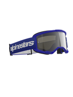 Alpinestars Vision 3 Wordmark Brille, Motocross-Brille, Blau mit silber verspiegelter Linse, blauer Rahmen und breites blaues Band mit weißem Logo-Schriftzug, langlebiges Design für Offroad-Rennen