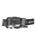 Alpinestars Vision 8 Amber Roll-Off Schutzbrille, Motocross-Brille in Schwarz und Silber mit klarem Roll-Off-System.