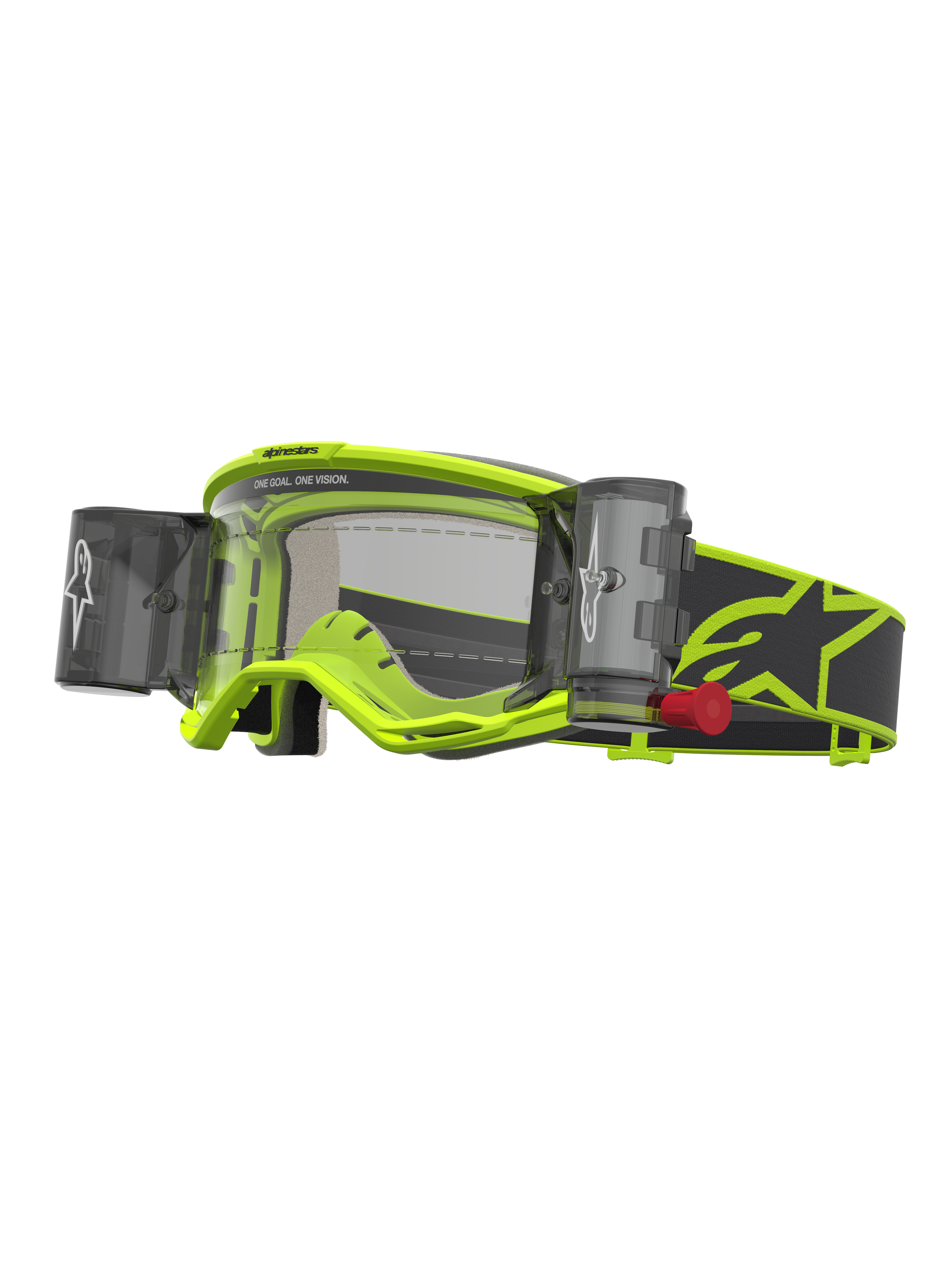 Alpinestars Vision 5 Rora Roll Off Motocross Goggles, Yellow Fluo and Black, clear lens with integrated film system.