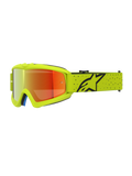 Alpinestars Vision Jugend-Schutzbrille Vesta, Motocross-Brille, Gelb Fluo und Schwarz mit roter Spiegellinse, CE-zertifiziert.