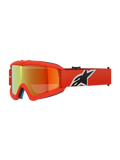 Alpinestars Vision Youth Corp Goggles, Jugend-Motocross-Brille, Orange mit rot verspiegelter Linse, schwarz-weißes Alpinestars-Logo auf dem Band, leistungsstarker Augenschutz für den Offroad-Rennsport